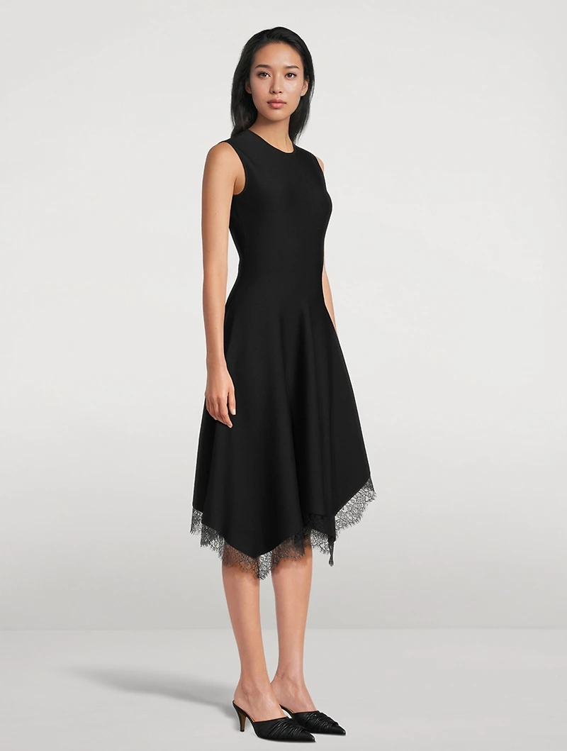 Lace-Trimmed Midi Dress