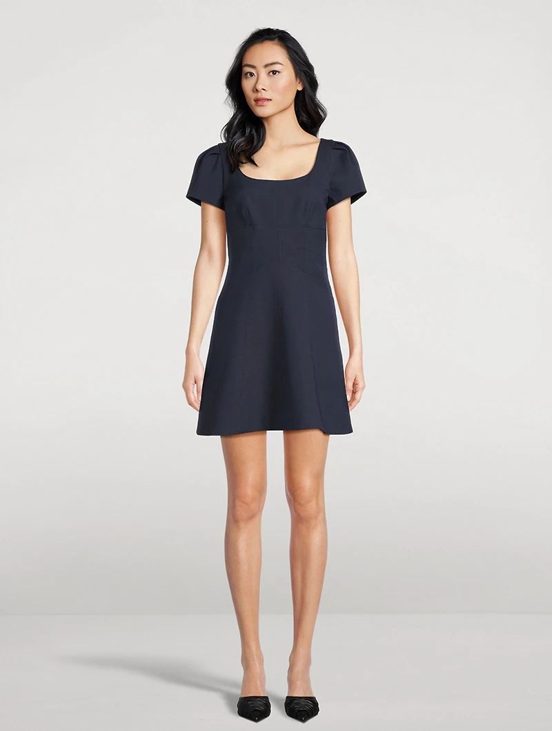 Puff-Shoulder Mini Dress