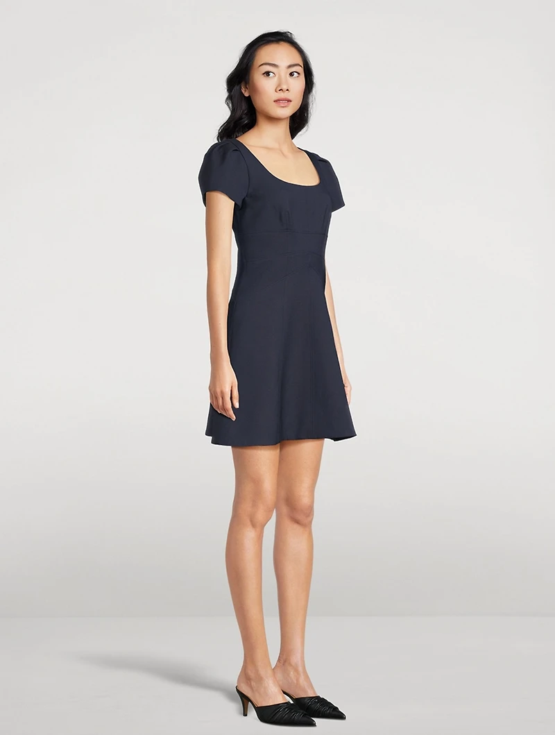 Puff-Shoulder Mini Dress