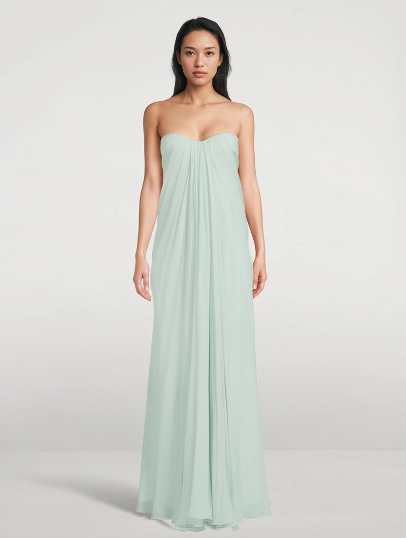 Draped Silk Chiffon Gown