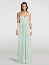 Draped Silk Chiffon Gown