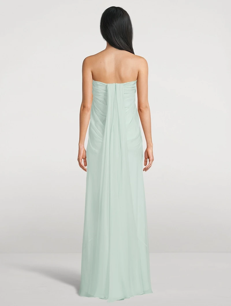Draped Silk Chiffon Gown