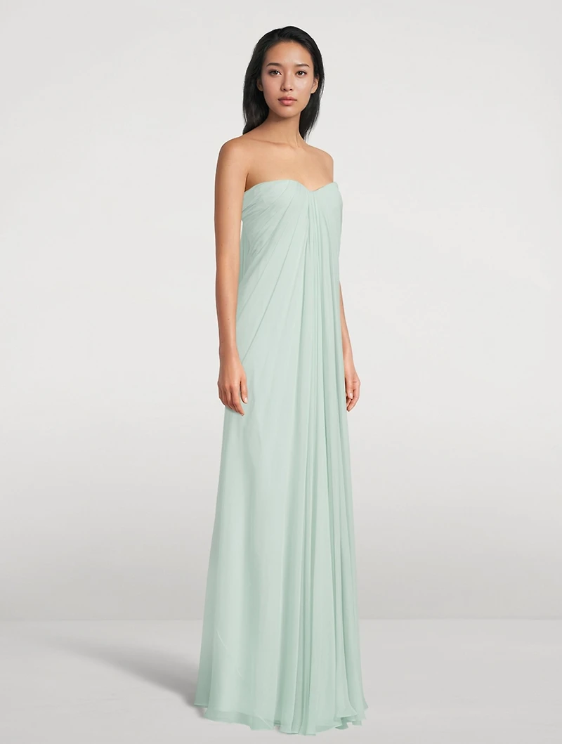 Draped Silk Chiffon Gown