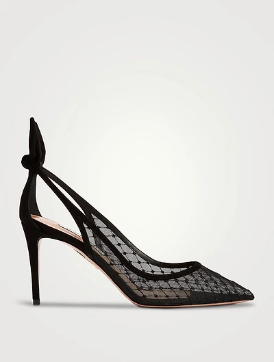 Bow Tie Suede Mesh Pumps