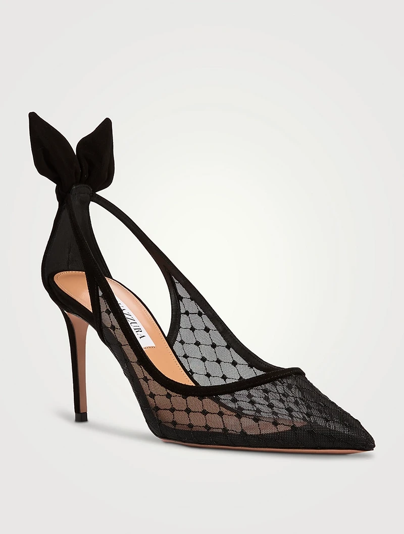 Bow Tie Suede Mesh Pumps