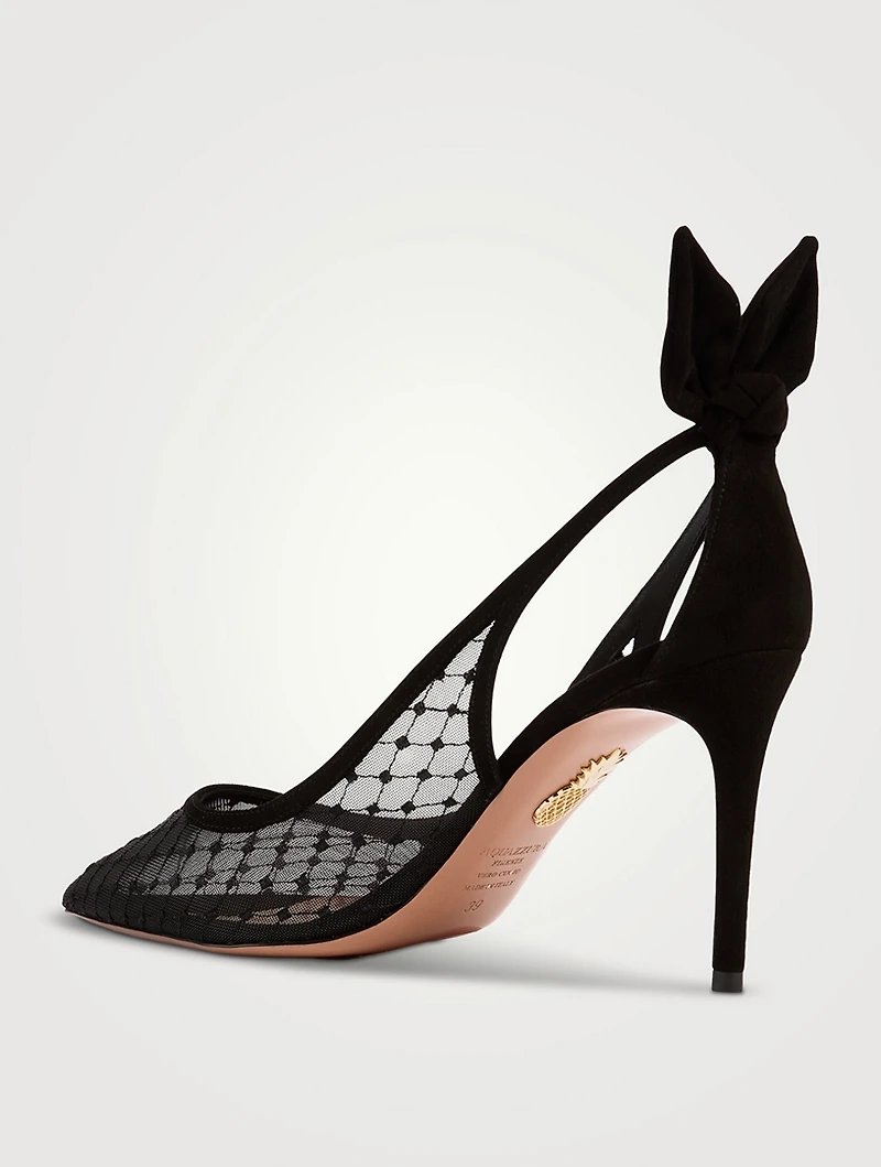 Bow Tie Suede Mesh Pumps