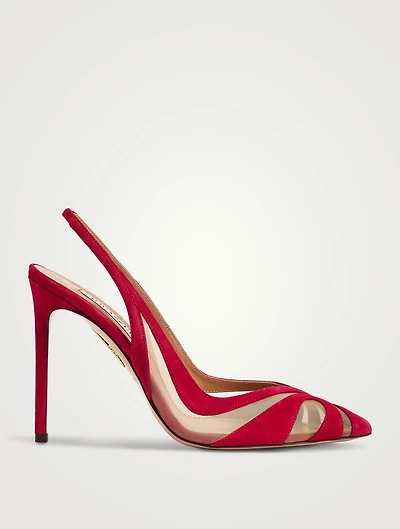 Lune Suede Mesh Slingback Pumps