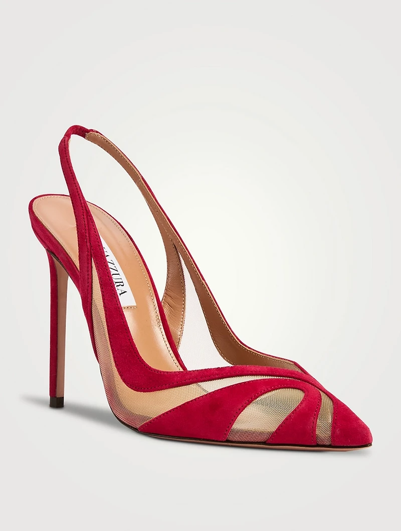 Lune Suede Mesh Slingback Pumps