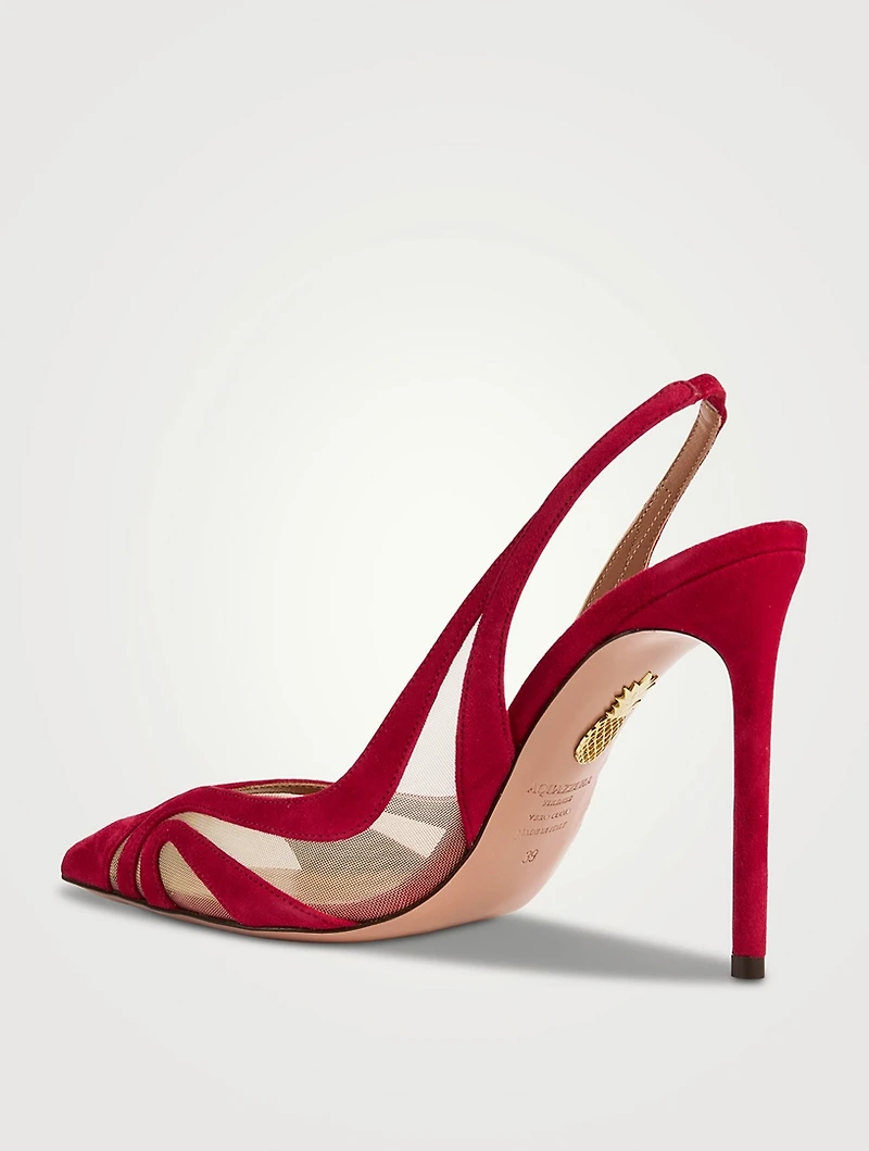 Lune Suede Mesh Slingback Pumps