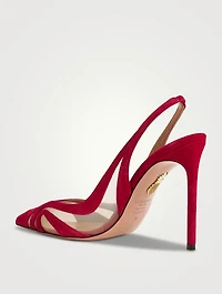 Lune Suede Mesh Slingback Pumps