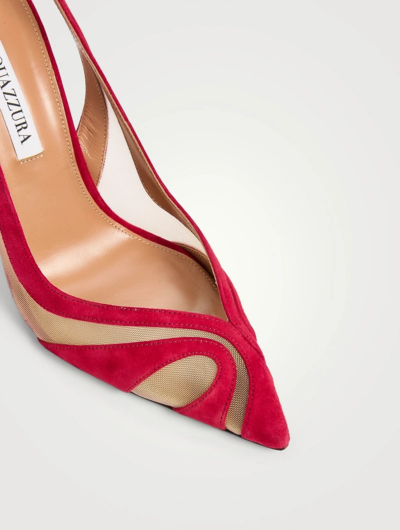 Lune Suede Mesh Slingback Pumps