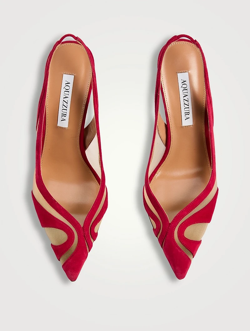 Lune Suede Mesh Slingback Pumps