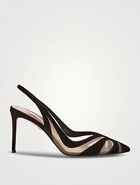 Lune Suede Mesh Slingback Pumps