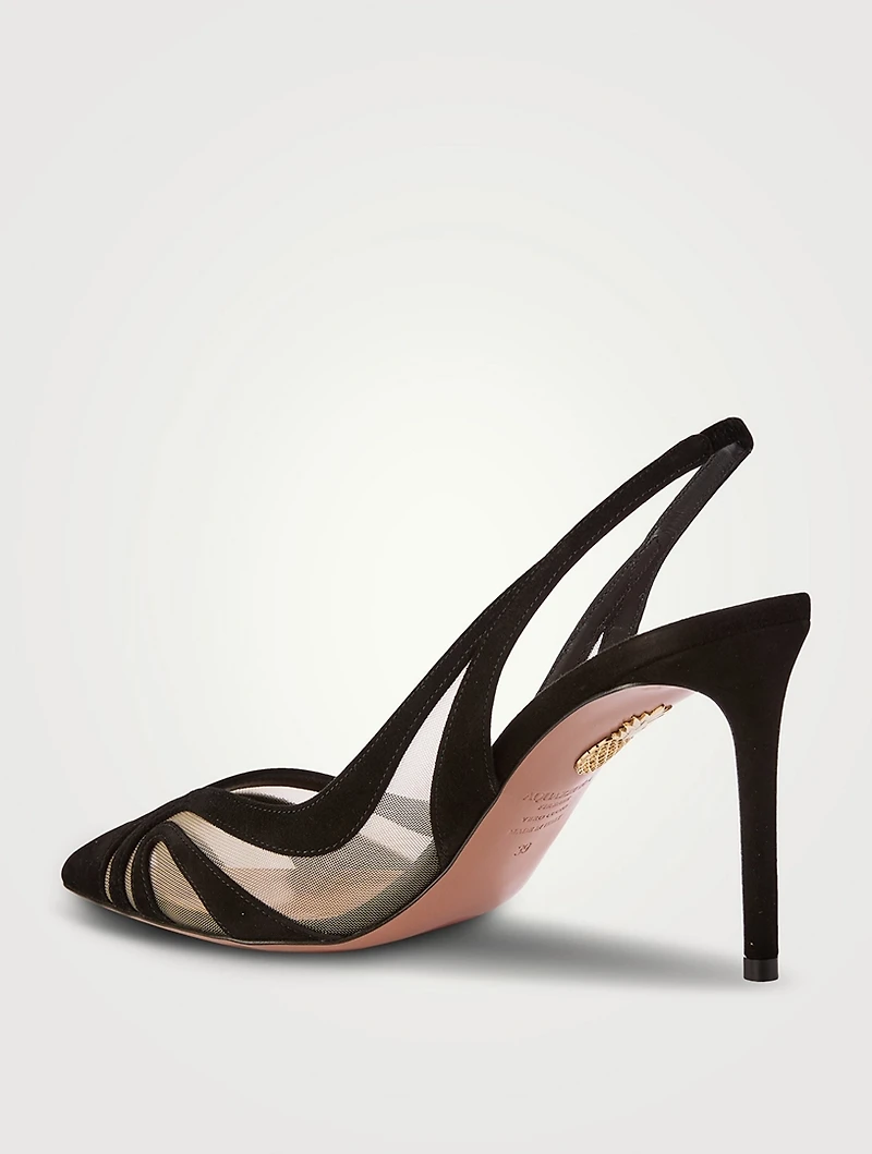 Lune Suede Mesh Slingback Pumps