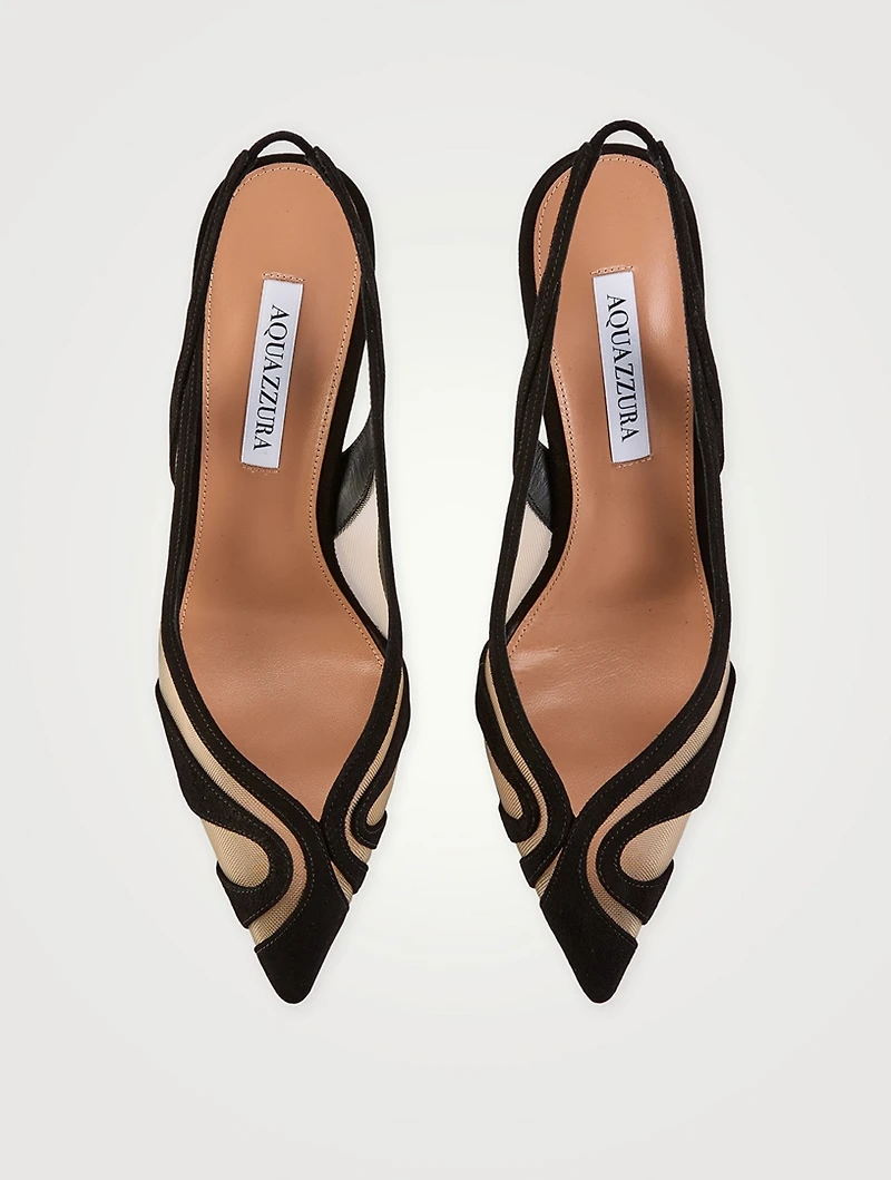 Lune Suede Mesh Slingback Pumps