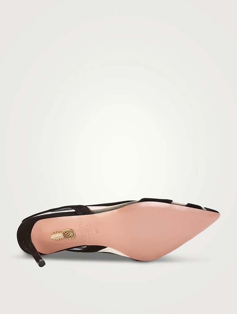 Lune Suede Mesh Slingback Pumps