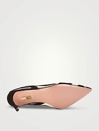 Lune Suede Mesh Slingback Pumps