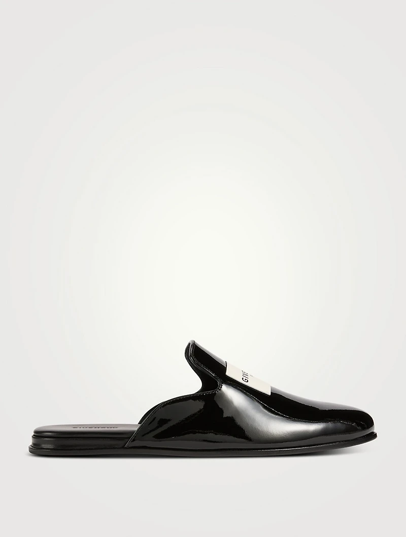 Label Patent Leather Loafer Mules