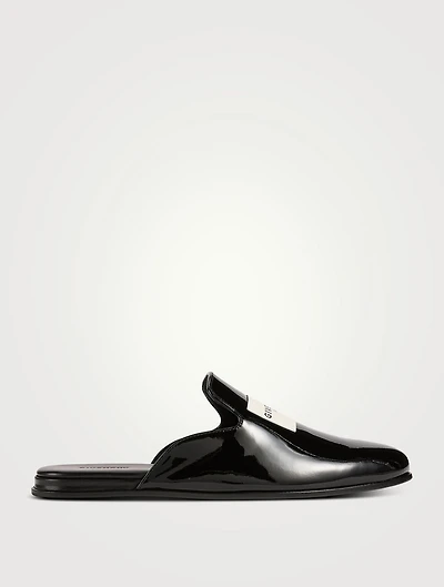 Label Patent Leather Loafer Mules