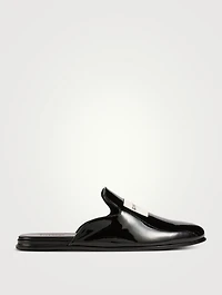 Label Patent Leather Loafer Mules