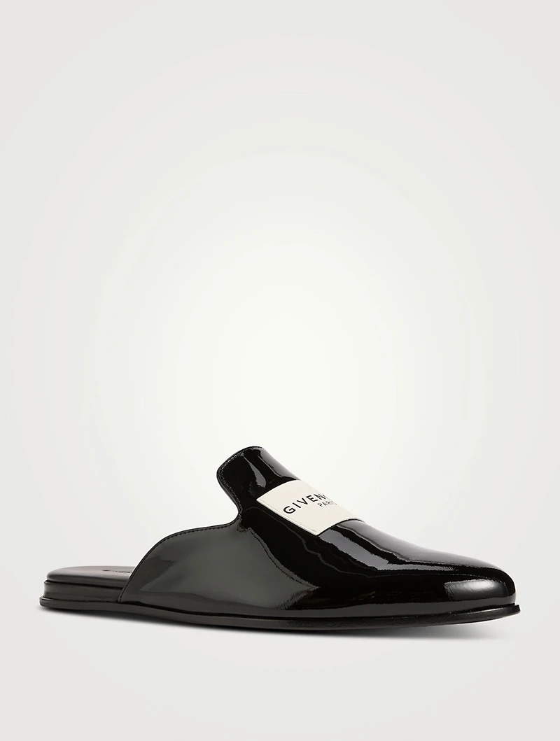 Label Patent Leather Loafer Mules