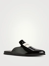 Label Patent Leather Loafer Mules