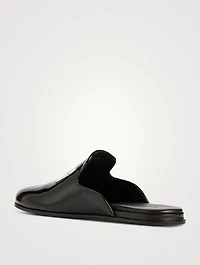 Label Patent Leather Loafer Mules