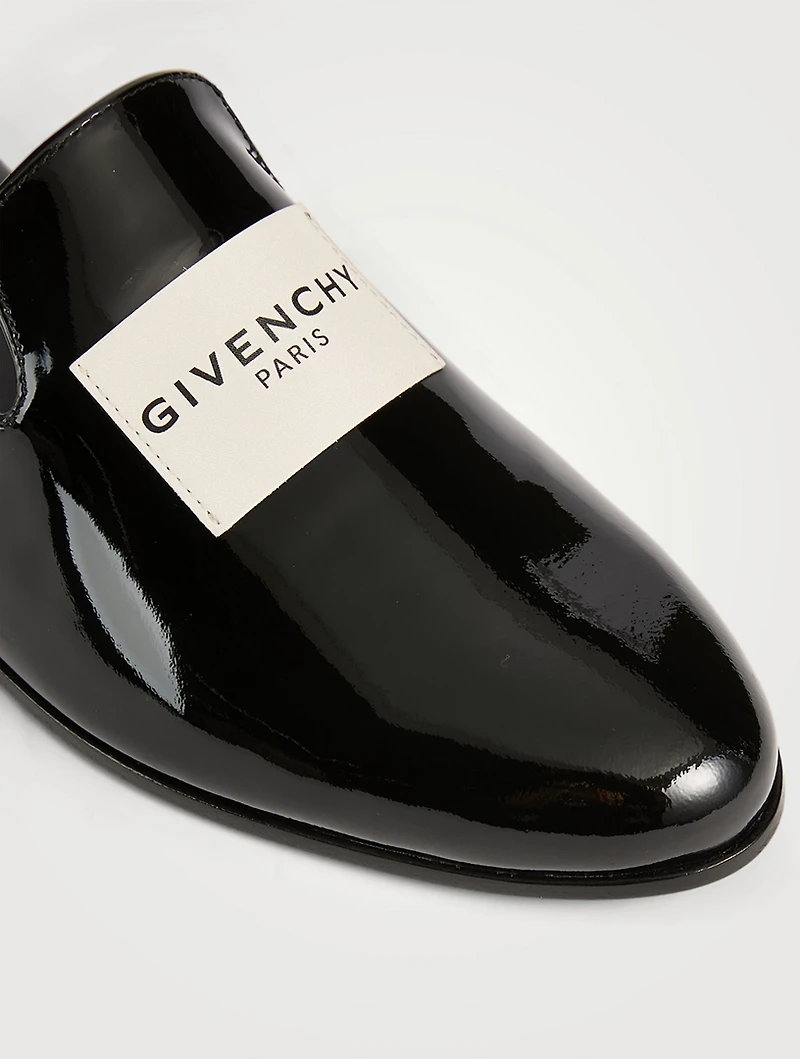 Label Patent Leather Loafer Mules