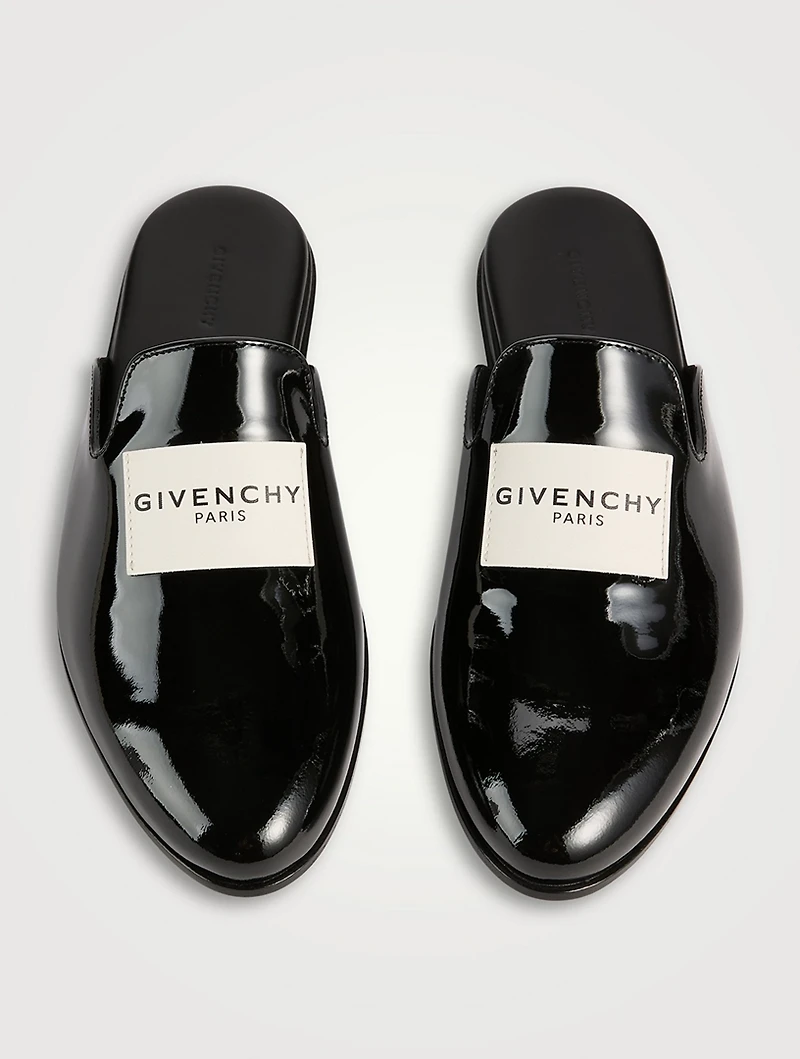 Label Patent Leather Loafer Mules