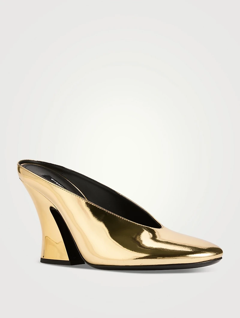 Sculpted Metallic Leather Mules