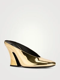 Sculpted Metallic Leather Mules