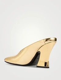 Sculpted Metallic Leather Mules