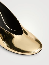 Sculpted Metallic Leather Mules