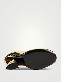 Sculpted Metallic Leather Mules