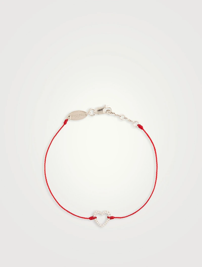 Ly 18K White Gold String Bracelet With Diamond
