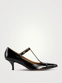 Kinkies Leather T-Strap Pumps