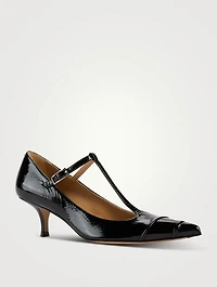 Kinkies Leather T-Strap Pumps