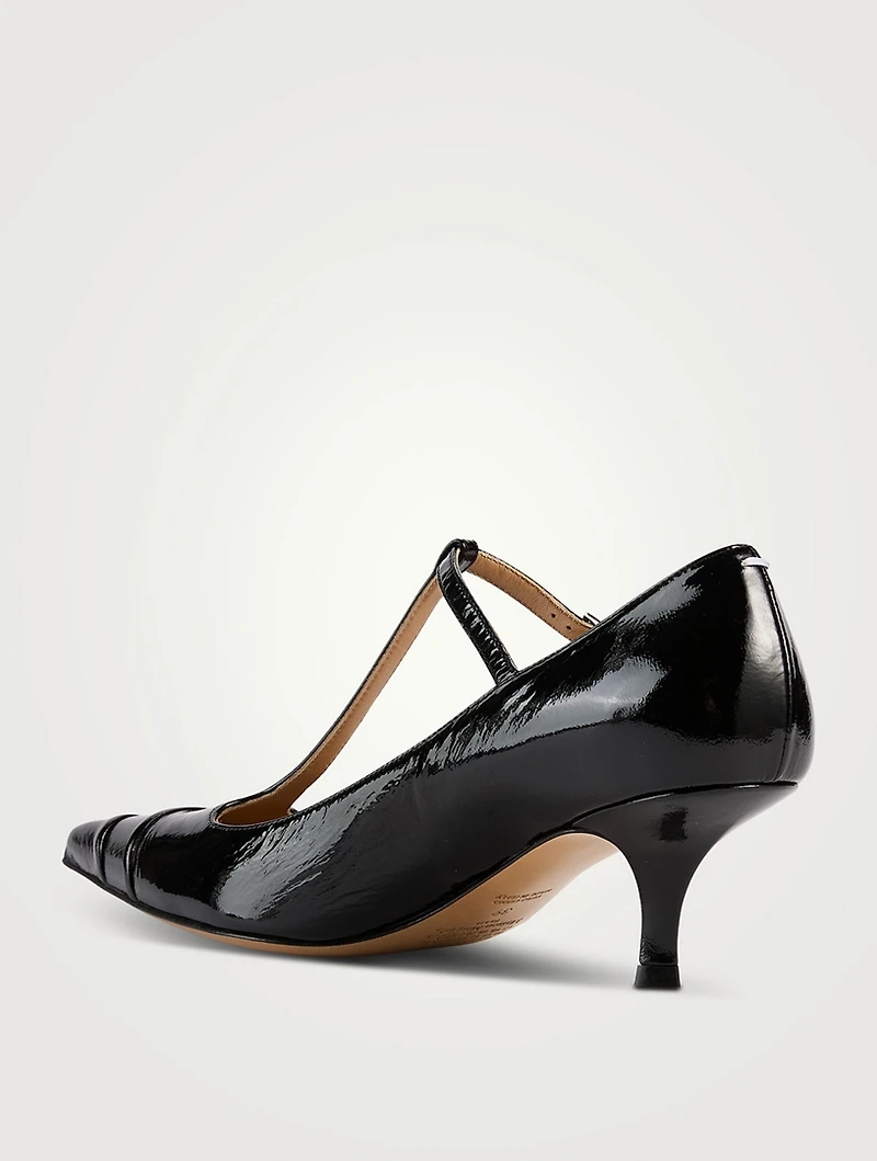 Kinkies Leather T-Strap Pumps