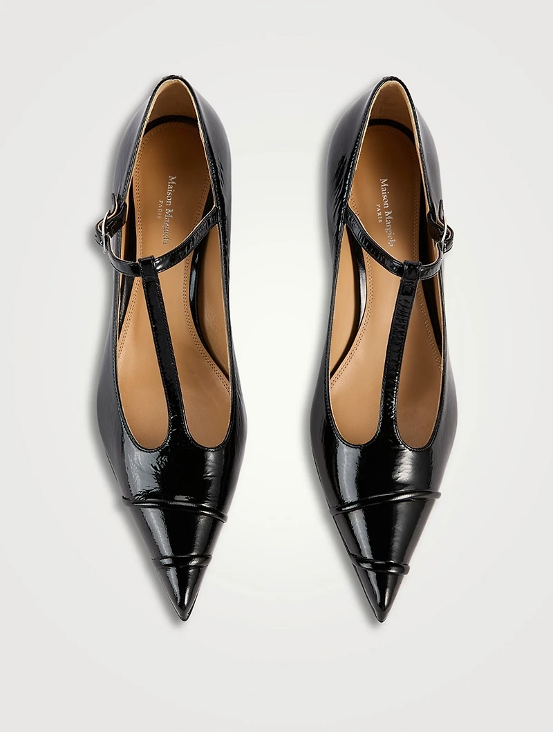Kinkies Leather T-Strap Pumps