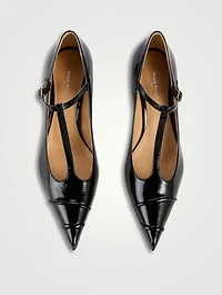 Kinkies Leather T-Strap Pumps