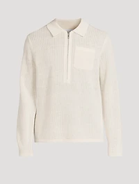 Linen Half-Zip Long-Sleeve Polo