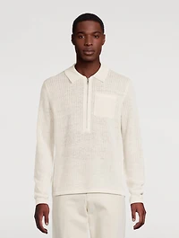 Linen Half-Zip Long-Sleeve Polo