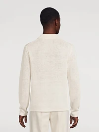 Linen Half-Zip Long-Sleeve Polo