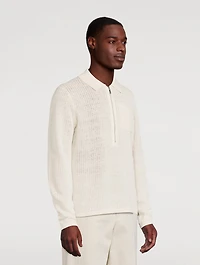 Linen Half-Zip Long-Sleeve Polo