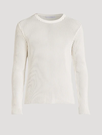 Sheer Striped Long-Sleeve Top