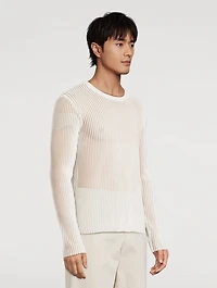 Sheer Striped Long-Sleeve Top