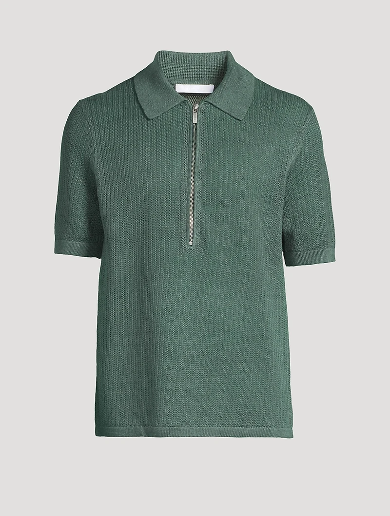Linen Zip Polo Shirt