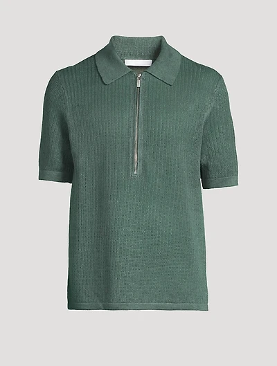 Linen Zip Polo Shirt