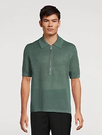 Linen Zip Polo Shirt