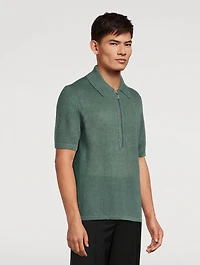 Linen Zip Polo Shirt